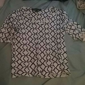 V neck black and white shirt